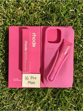 RHODE Pink Silicone iPhone Case with Matching Lip Tint - Hot Pink